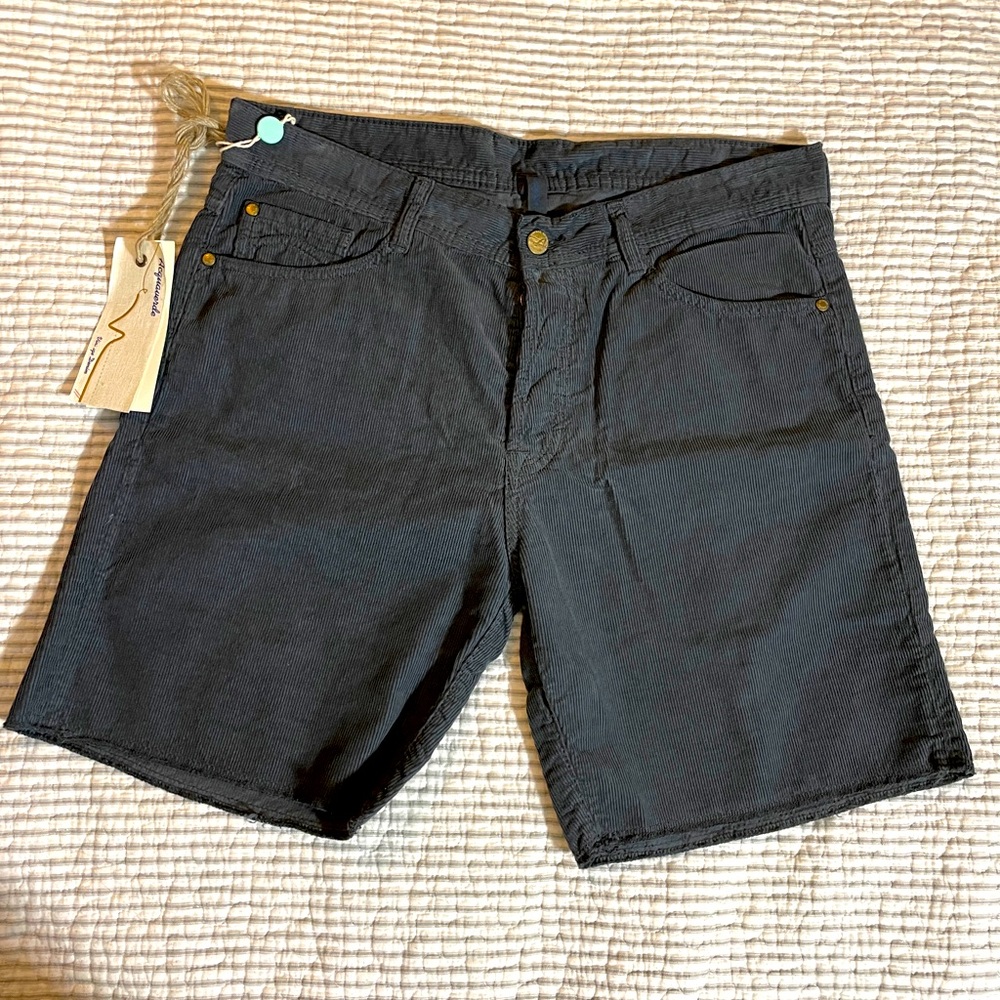 NWT Acquaverde Charcoal Corduroy Cut Off Raw Hem Shorts